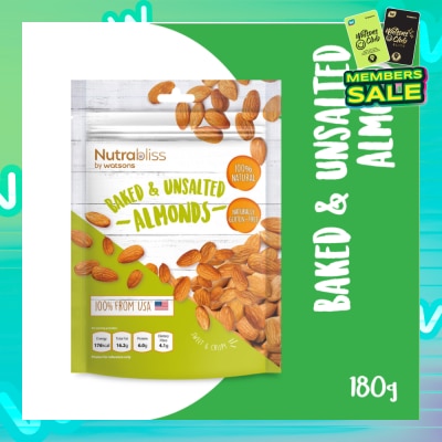 NUTRABLISS BY WATSONS Baked And Unsalted Almonds (100% Natural, Naturally Gluten Free) 180g (Expiry: Feb`2026)