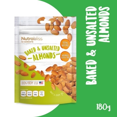 NUTRABLISS BY WATSONS Baked And Unsalted Almonds (100% Natural, Naturally Gluten Free) 180g