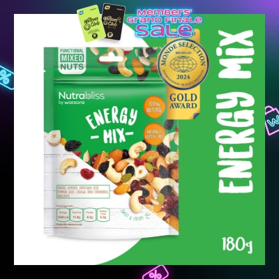 NUTRABLISS BY WATSONS Energy Mix (100% Natural, Naturally Gluten Free) 180g (Expiry: May`2026)