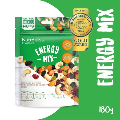 NUTRABLISS BY WATSONS Energy Mix (100% Natural, Naturally Gluten Free) 180g (Expiry: Mar`2026)