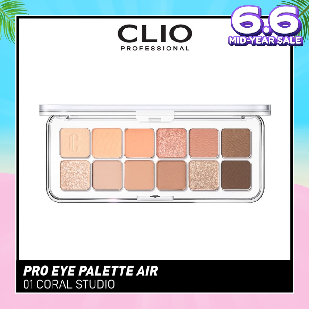 Pro Eye Palette Air (01 Coral Studio), No Fall Outs. Blends Softly On Your Eyes, True To Its Color 7.2g
