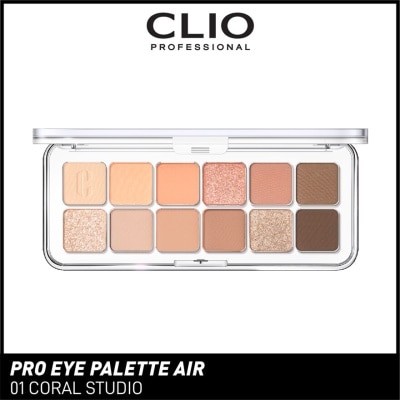 CLIO Pro Eye Palette Air (01 Coral Studio), No Fall Outs. Blends Softly On Your Eyes, True To Its Color 7.2g