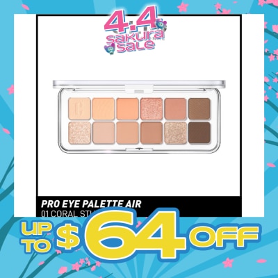 CLIO Pro Eye Palette Air (01 Coral Studio), No Fall Outs. Blends Softly On Your Eyes, True To Its Co