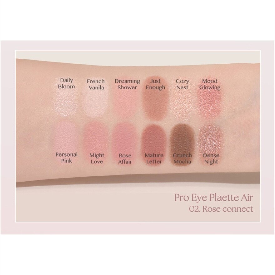 Pro Eye Palette Air (02 Rose Connect), No Fall Outs. Blends Softly On Your Eyes, True To Its Color 7.2g