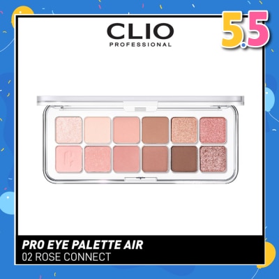 CLIO Pro Eye Palette Air (02 Rose Connect), No Fall Outs. Blends Softly On Your Eyes, True To Its Color 7.2g