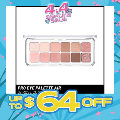 CLIO - Pro Eye Palette Air (02 Rose Connect), No Fall Outs. Blends Softly On Your Eyes, True To Its Color 7.2g