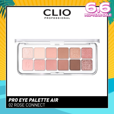 CLIO Pro Eye Palette Air (02 Rose Connect), No Fall Outs. Blends Softly On Your Eyes, True To Its Color 7.2g