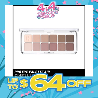 CLIO - Pro Eye Palette Air (03 Mute Library), No Fall Outs. Blends Softly On Your Eyes, True To Its Color 7.2g