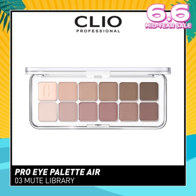 CLIO Pro Eye Palette Air (03 Mute Library), No Fall Outs. Blends Softly On Your Eyes, True To Its Color 7.2g