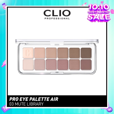 CLIO Pro Eye Palette Air (03 Mute Library), No Fall Outs. Blends Softly On Your Eyes, True To Its Color 7.2g