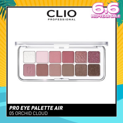 CLIO Pro Eye Palette Air (05 Orchid Cloud), No Fall Outs. Blends Softly On Your Eyes, True To Its Color 7.2g
