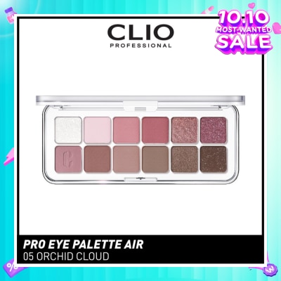 CLIO Pro Eye Palette Air (05 Orchid Cloud), No Fall Outs. Blends Softly On Your Eyes, True To Its Color 7.2g