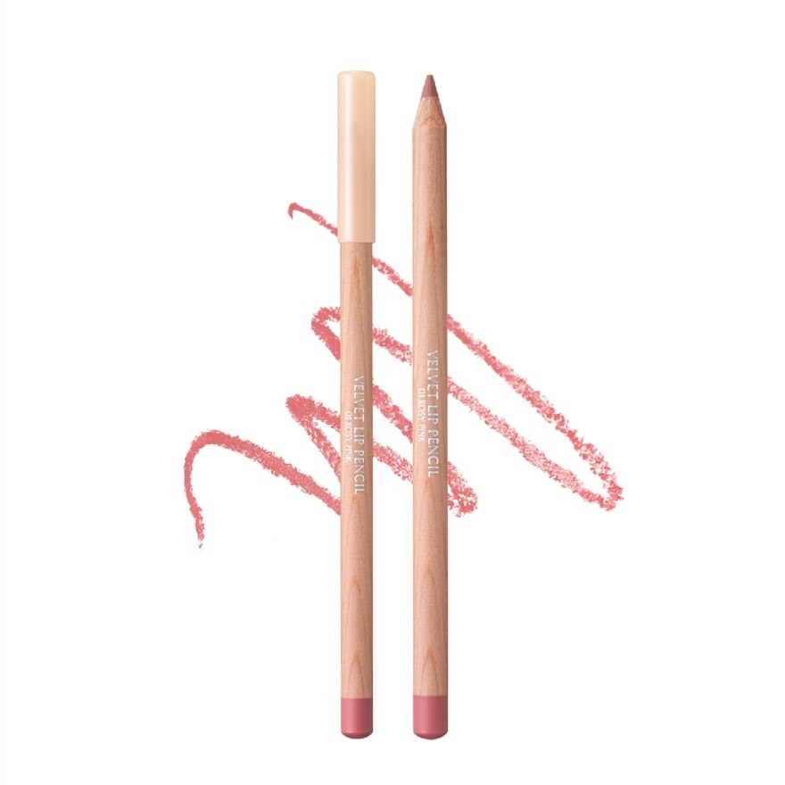 Velvet Lip Pencil (01 Rosy Pink), Provides Smooth Sliding, Long Lasting And Delicate Quality 1.5g