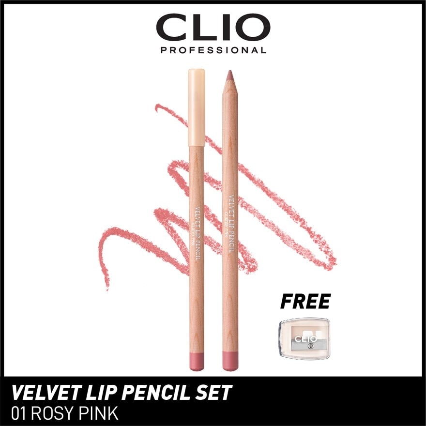 Velvet Lip Pencil (01 Rosy Pink), Provides Smooth Sliding, Long Lasting And Delicate Quality 1.5g