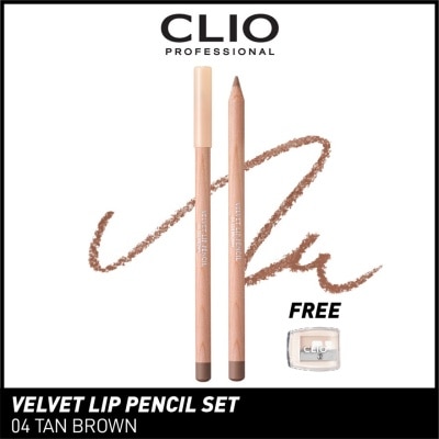 CLIO Velvet Lip Pencil (04 Tan Brown), Provides Smooth Sliding, Long Lasting And Delicate Quality 1.5g