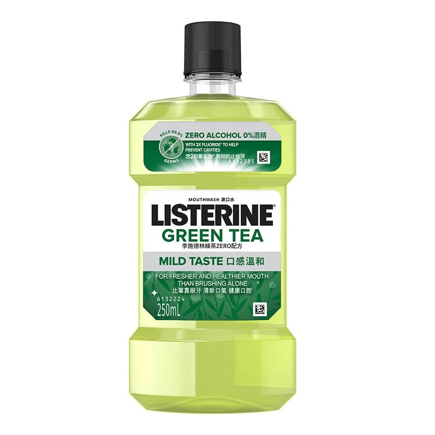 Listerine Natural Green Tea Zero Alcohol Mouthwash 250ml <BR>