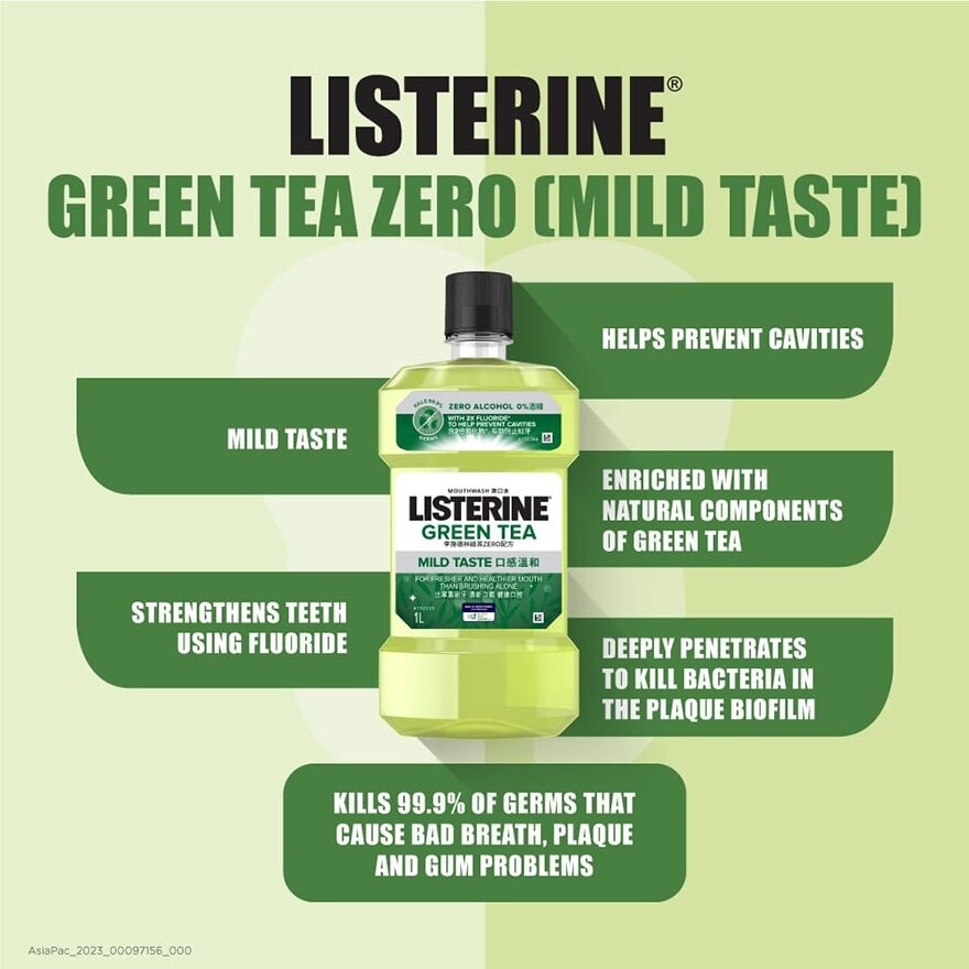 Listerine Natural Green Tea Zero Alcohol Mouthwash 250ml <BR>