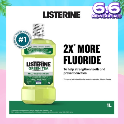 LISTERINE Listerine Natural Green Tea Zero Alcohol Mouthwash 1000ml