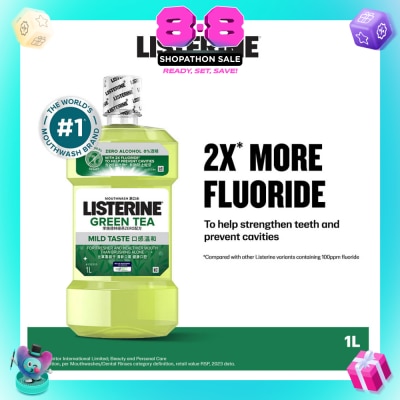 LISTERINE - Listerine Natural Green Tea Zero Alcohol Mouthwash 1000ml