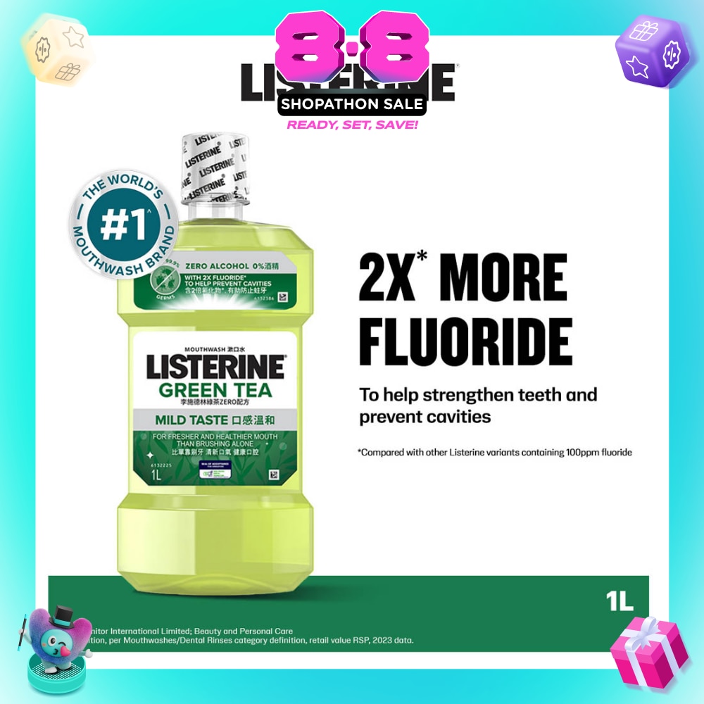 Listerine Natural Green Tea Zero Alcohol Mouthwash 1000ml