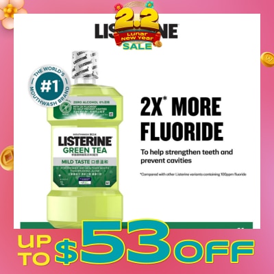 LISTERINE Listerine Natural Green Tea Zero Alcohol Mouthwash 1000ml