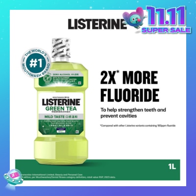 LISTERINE Listerine Natural Green Tea Zero Alcohol Mouthwash 1000ml