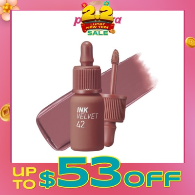 PERIPERA Ink Velvet (42 Pinkish Nude), Soft, Smooth, Velvety Lips, Long Lasting, Infused With Jojoba Oil, Hyaluronic Acid And Marine Collagen To Moisturize Lips 4g