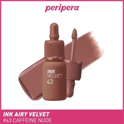 PERIPERA Ink Velvet (43 Caffeine Nude), Soft, Smooth, Velvety Lips, Long Lasting, Infused With Jojoba Oil, Hyaluronic Acid And Marine Collagen To Moisturize Lips 4g