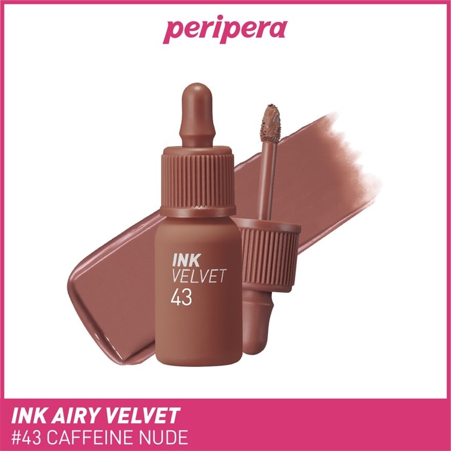 Ink Velvet (43 Caffeine Nude), Soft, Smooth, Velvety Lips, Long Lasting, Infused With Jojoba Oil, Hyaluronic Acid And Marine Collagen To Moisturize Lips 4g