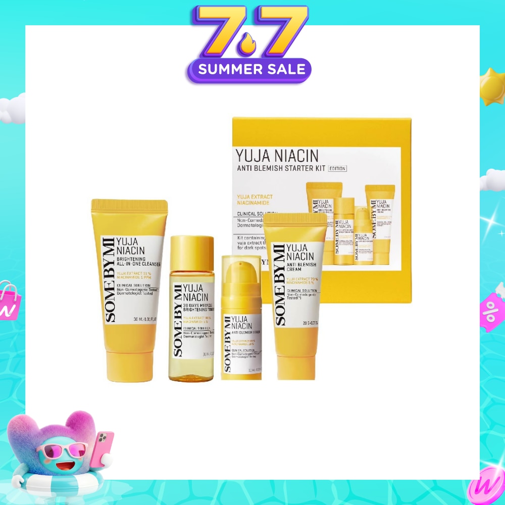 Limited Edition Yuja Niacin Anti Blemish Starter Kit consists Miracle Brightening Toner 30ml + Anti Blemish Serum 10ml + Anti Blemish Cream 20g + Brightening All in One Cleanser 30ml