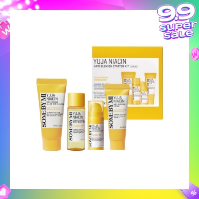 SOME BY MI Limited Edition Yuja Niacin Anti Blemish Starter Kit consists Miracle Brightening Toner 30ml + Anti Blemish Serum 10ml + Anti Blemish Cream 20g + Brightening All in One Cleanser 30ml