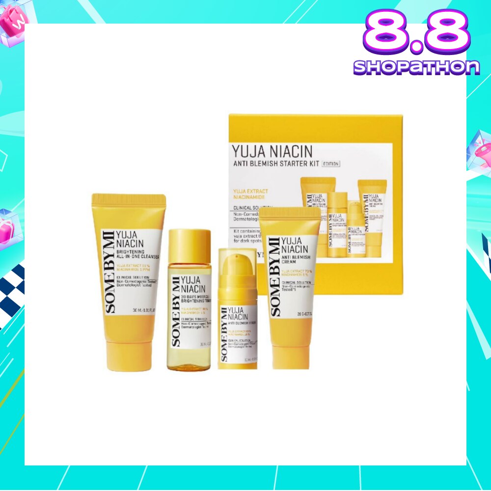 Limited Edition Yuja Niacin Anti Blemish Starter Kit consists Miracle Brightening Toner 30ml + Anti Blemish Serum 10ml + Anti Blemish Cream 20g + Brightening All in One Cleanser 30ml