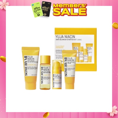 SOME BY MI Limited Edition Yuja Niacin Anti Blemish Starter Kit consists Miracle Brightening Toner 30ml + Anti Blemish Serum 10ml + Anti Blemish Cream 20g + Brightening All in One Cleanser 30ml