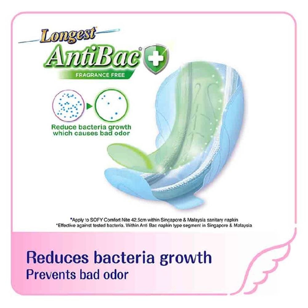 Comfort Nite Longest Anti-Bacterial Odor Care  Motion Fit Anti-Back Leakage Sanitary Pad Night Wing 42.5cm (For Heavy Flow) 8s