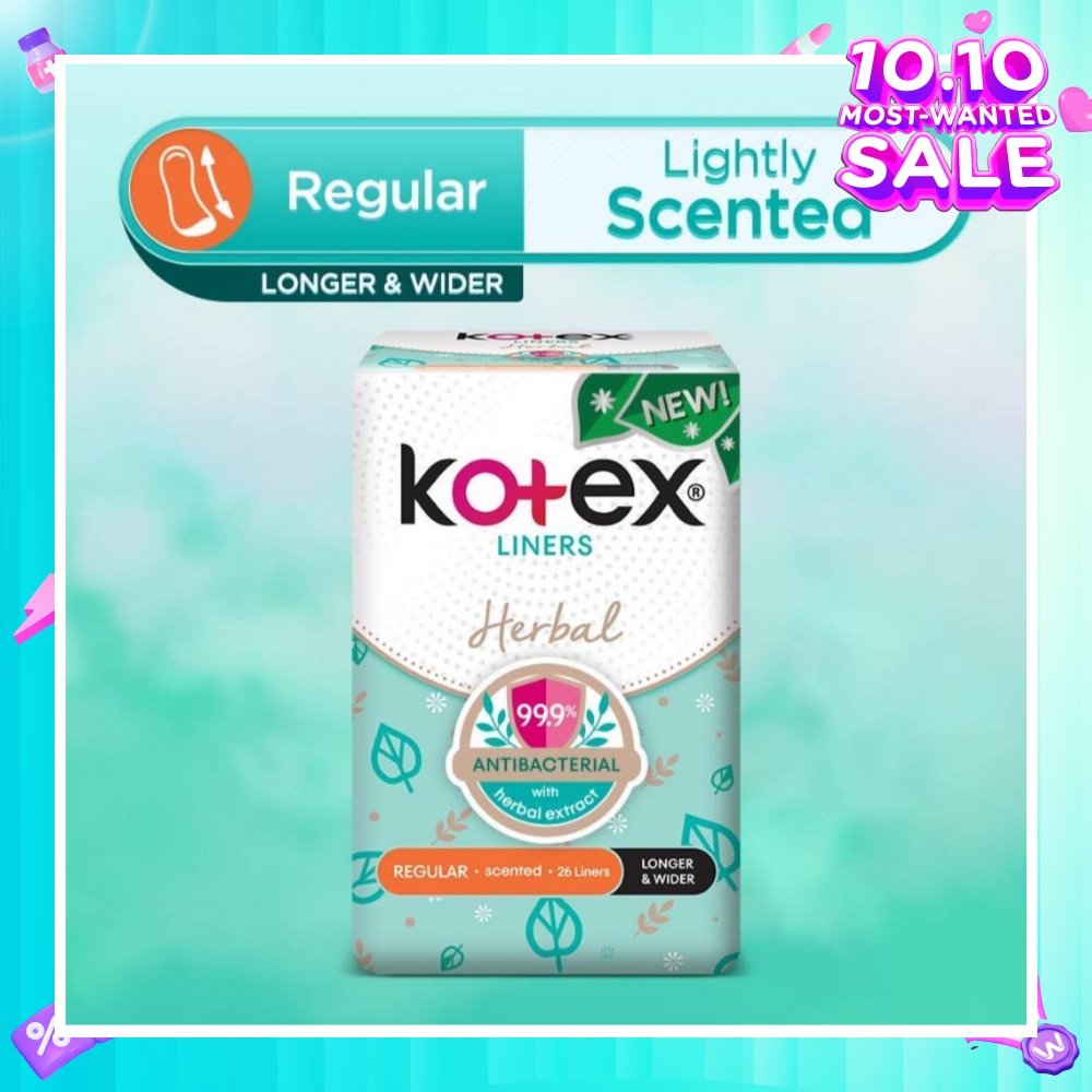 Anti-Bacterial Herbal Longer & Wider PantyLiner Regular Lightly Scented 26s