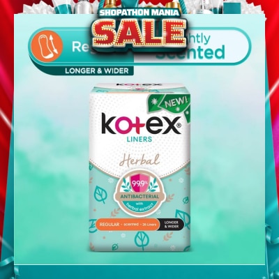 KOTEX - Anti-Bacterial Herbal Longer & Wider PantyLiner Regular Lightly Scented 26s