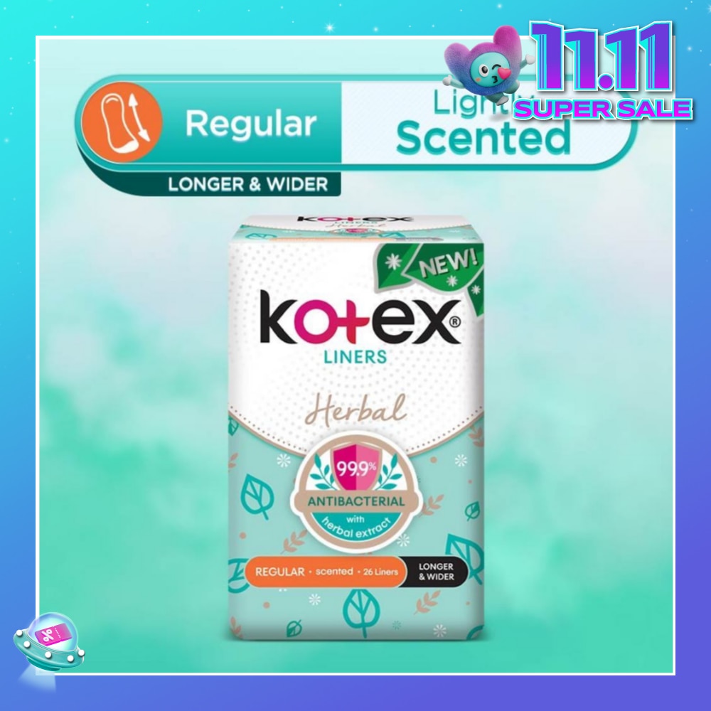 Anti-Bacterial Herbal Longer & Wider PantyLiner Regular Lightly Scented 26s