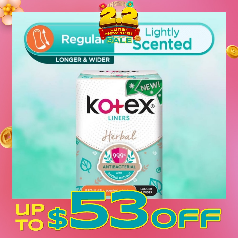 Anti-Bacterial Herbal Longer & Wider PantyLiner Regular Lightly Scented 26s