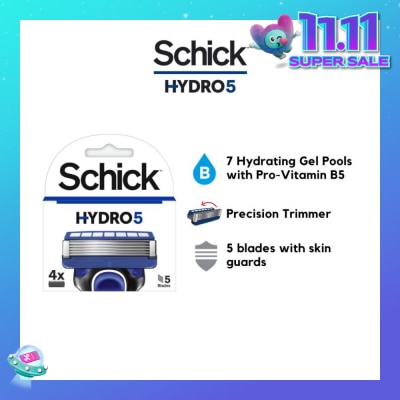 SCHICK Hydro 5 Refill (7 Hydrating Gel Pools + 5 Blades with Skin Guard) 4s