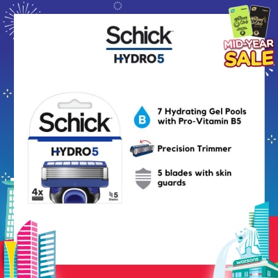 SCHICK Hydro 5 Refill (7 Hydrating Gel Pools + 5 Blades with Skin Guard) 4s