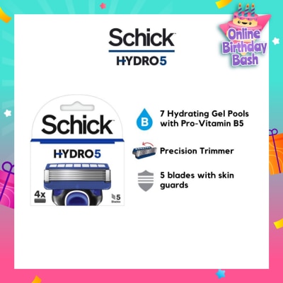 SCHICK Hydro 5 Refill (7 Hydrating Gel Pools + 5 Blades with Skin Guard) 4s