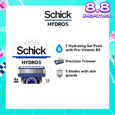 SCHICK Hydro 5 Refill (7 Hydrating Gel Pools + 5 Blades with Skin Guard) 4s
