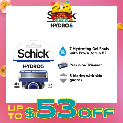 SCHICK Hydro 5 Refill (7 Hydrating Gel Pools + 5 Blades with Skin Guard) 4s