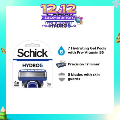 SCHICK Hydro 5 Refill (7 Hydrating Gel Pools + 5 Blades with Skin Guard) 4s