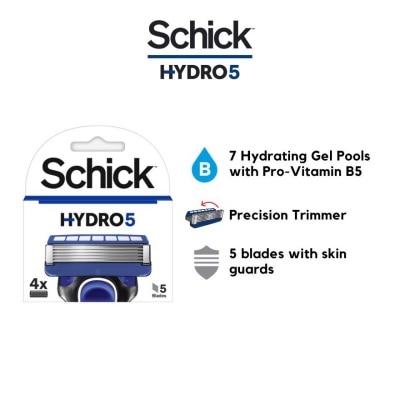 SCHICK Hydro 5 Refill (7 Hydrating Gel Pools + 5 Blades with Skin Guard) 4s