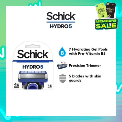 SCHICK Hydro 5 Refill (7 Hydrating Gel Pools + 5 Blades with Skin Guard) 4s