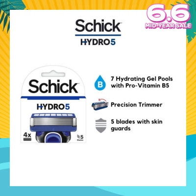 SCHICK Hydro 5 Refill (7 Hydrating Gel Pools + 5 Blades with Skin Guard) 4s