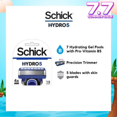SCHICK Hydro 5 Refill (7 Hydrating Gel Pools + 5 Blades with Skin Guard) 4s