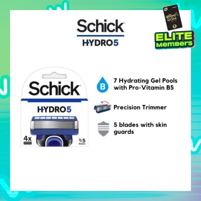 SCHICK Hydro 5 Refill (7 Hydrating Gel Pools + 5 Blades with Skin Guard) 4s