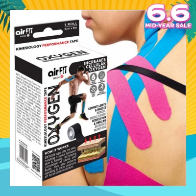 AIRFIT MEDI Oxygen Kinesiology Performance Tape 5cm x 5m Roll (Black) 1s